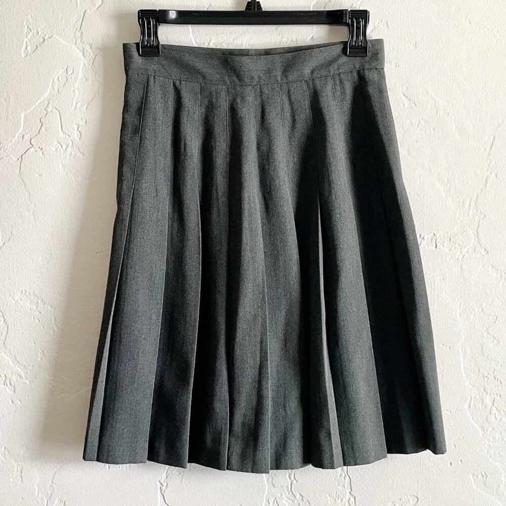 Gray grey vintage pleated skirt 26W 21.5L